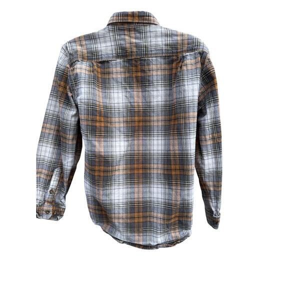 VTG Carhartt Men’s Heavyweight Flannel Shirt Size M Plaid Original Fit Brown - Picture 3 of 4